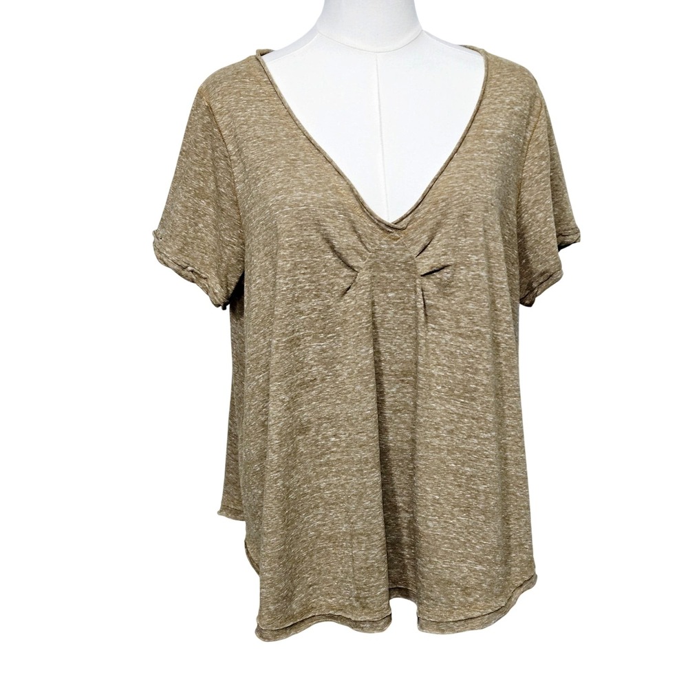 Free People We The Free Shirt Womens Medium V‎ Neck Babydoll Swing Short Sleeve